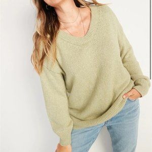 OLD NAVY Oversized Voop Neck Cotton Tunic Sweater